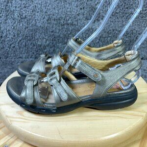 Clarks Unstructured Sandals Womens Size 9 Leather Bronze Slingback Open Toe